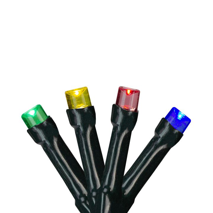 20 Battery Operated Multi-Color LED Wide Angle Christmas Lights - 9.5 ft Green Wire