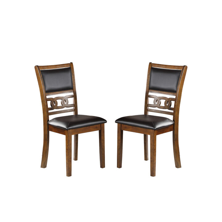 Set Of 2 Upholstered Dining Chair In Walnut Finish
