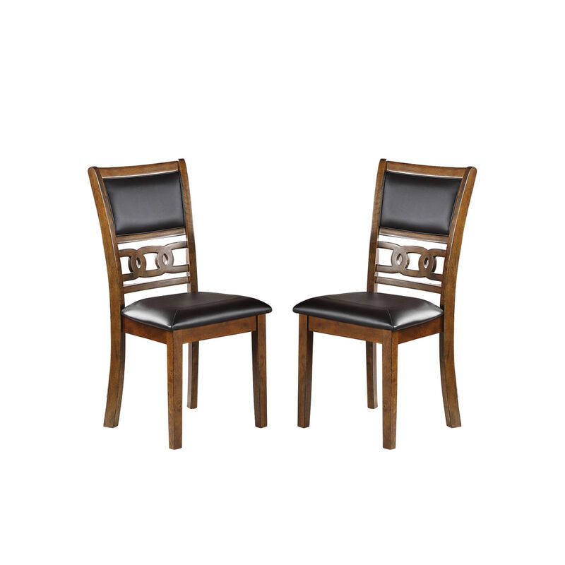 Set Of 2 Upholstered Dining Chair In Walnut Finish