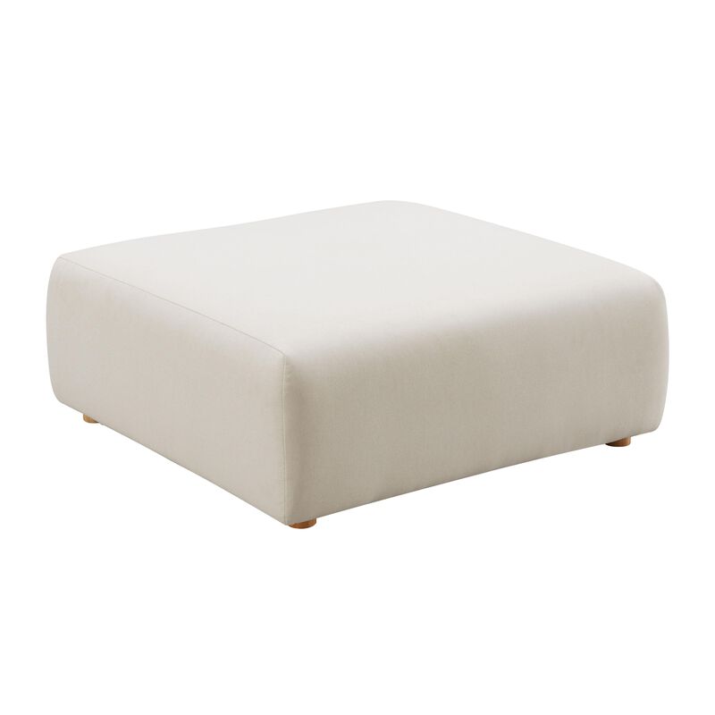 Hangover Cream Heavy Textured Fabric Ottoman