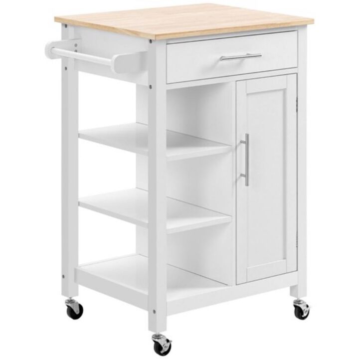 Compact Kitchen Island Cart on Wheels, Portable Storage Cabinet with Shelves & Drawers