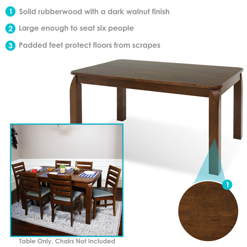 Sunnydaze Dorian 5 ft Wooden Mid-Century Modern Dining Table - Dark Walnut