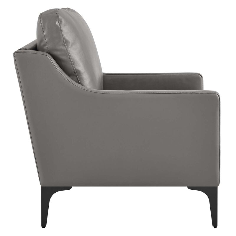 Corland Leather Armchair Gray