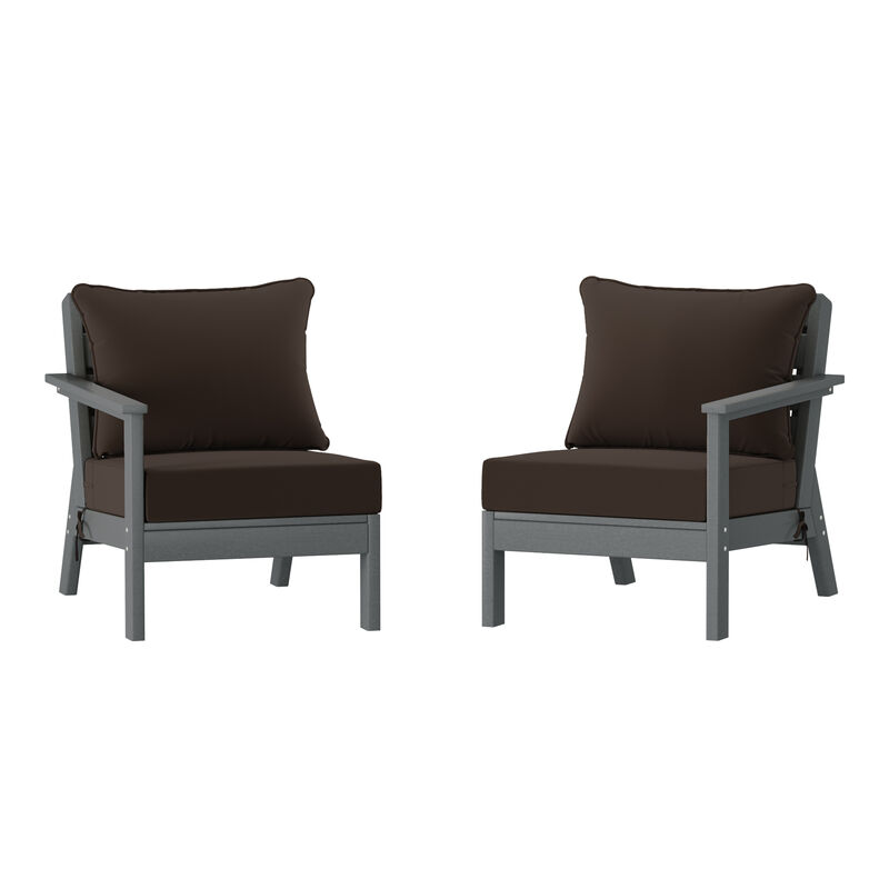 WestinTrends Outdoor Patio HDPE Loveseat Sofa with Patio Cushions