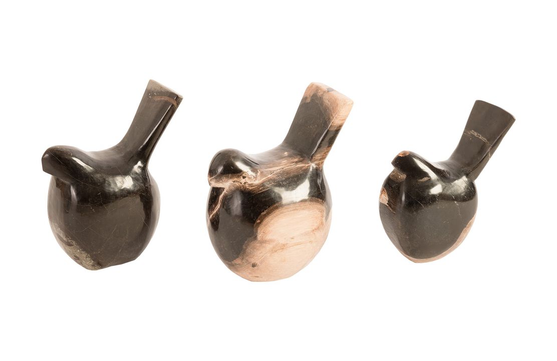 Petrified Wood Birds Set of 3