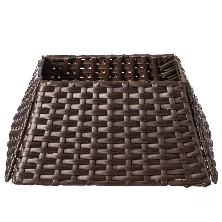 Foldable Christmas Tree Skirt Collar Basket, Ring Base Stand Cover, Rattan Plastic, Grey