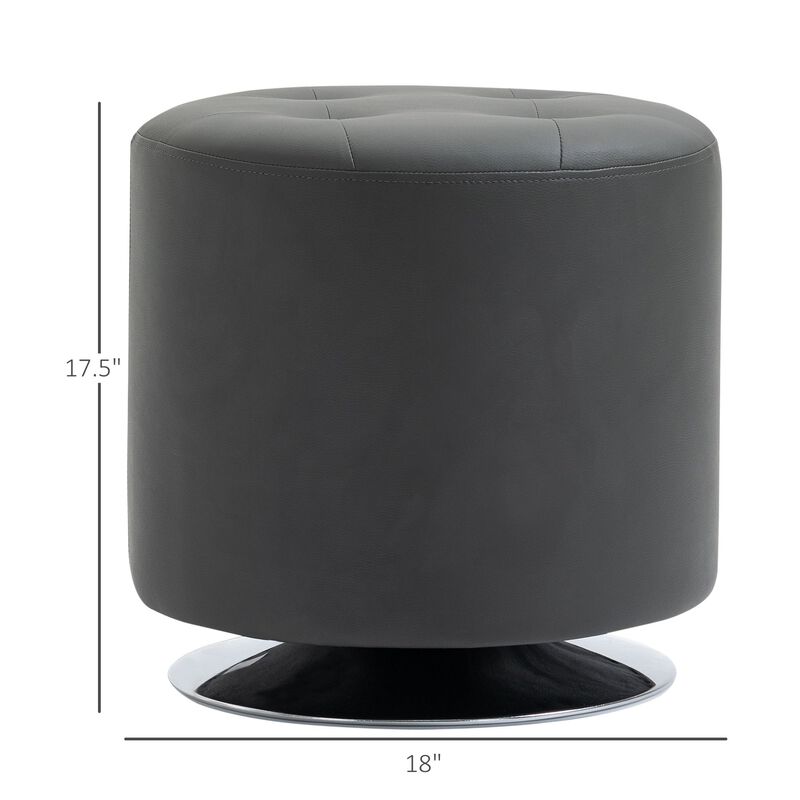 Grey Padded Seat: Swivel Ottoman Foot Stool with PU Leather