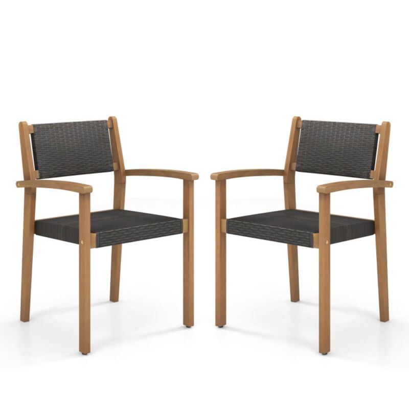 Hivvago Set of 2 Stackable Outdoor Wicker Dining Chair