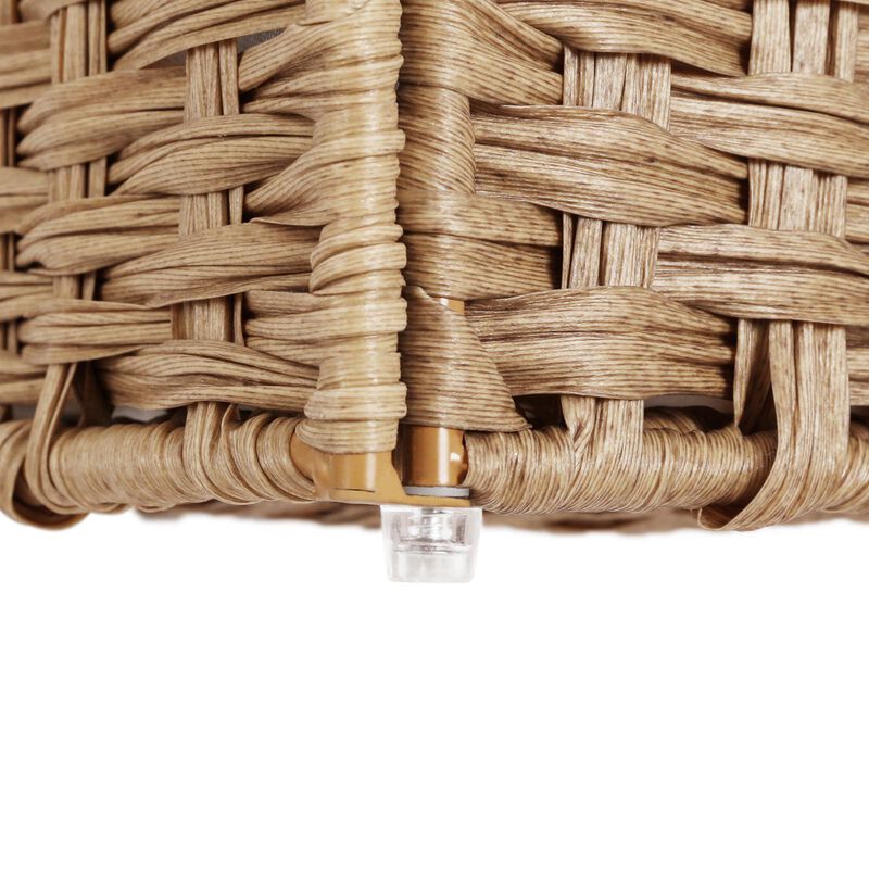 Handwoven Laundry Basket with Lid, 90L Synthetic Rattan Divided Clothes Hamper with Handles
