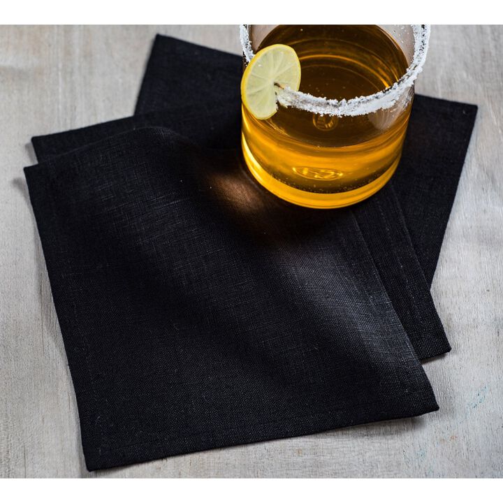 Solino Home 100% Pure Linen Cocktail Napkins 6 x 6 Inch Set of 12 | Fete