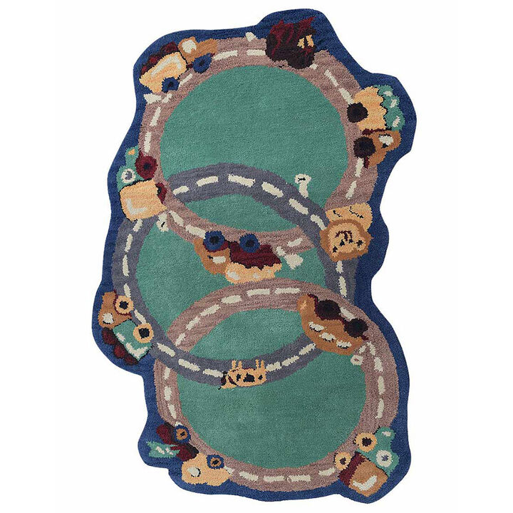 RUGSOTIC CARPETS HAND TUFTED WOOL ECO-FRIENDLY AREA RUGS  - 2'3''x4'6'', Novelty Shape, Green, Kids Design, High Pile Thick Handmade Anti Skid Area Rugs for Living Room, Bed Room (K03015)