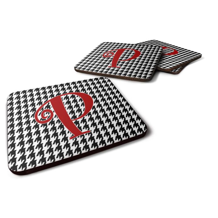 Caroline's Treasures CJ1035-PFC Monogram-Houndstooth Black Foam Coasters (Set of 4), Initial Letter P, 3.5 H x 3.5 W, Multicolor