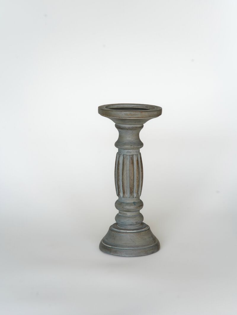 Traditional Antique Dusk Eco-friendly Handmade Mango Wood Set Of Two 6" & 9" Pillar Candle Holder