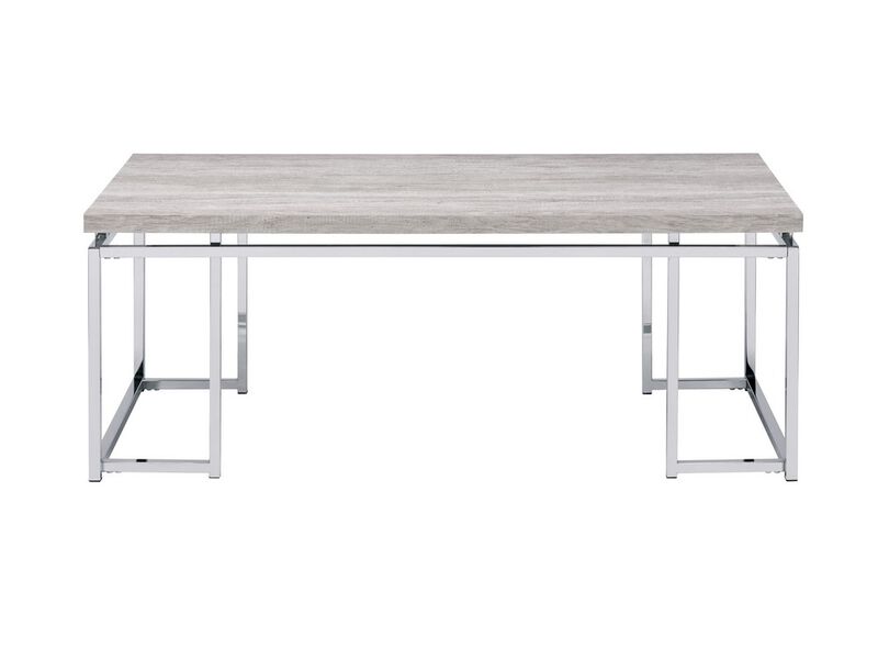 Coffee Table, Natural Oak & Chrome