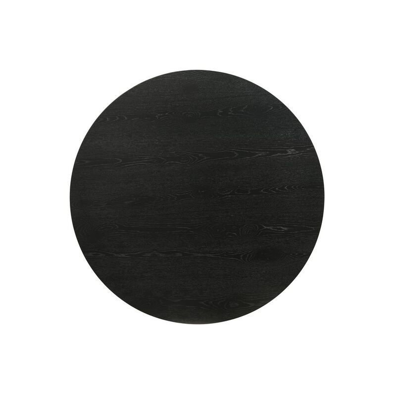 Benjara Yuvi 22 Inch Side End Table, Round Top, Pedestal Base, Ebony Black Finish