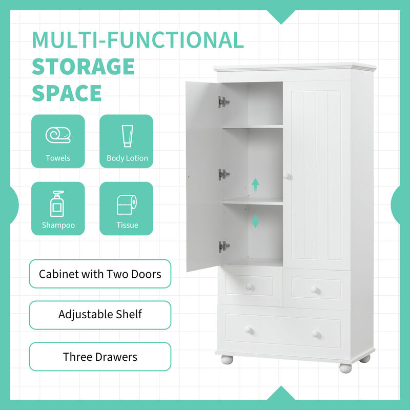Merax Bathroom Storage Cabinet with Three Drawers