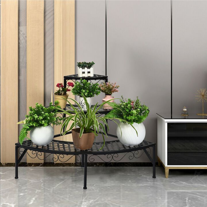 Unique 3 Tier Metal Corner Plant Display Rack for Floral Arrangements