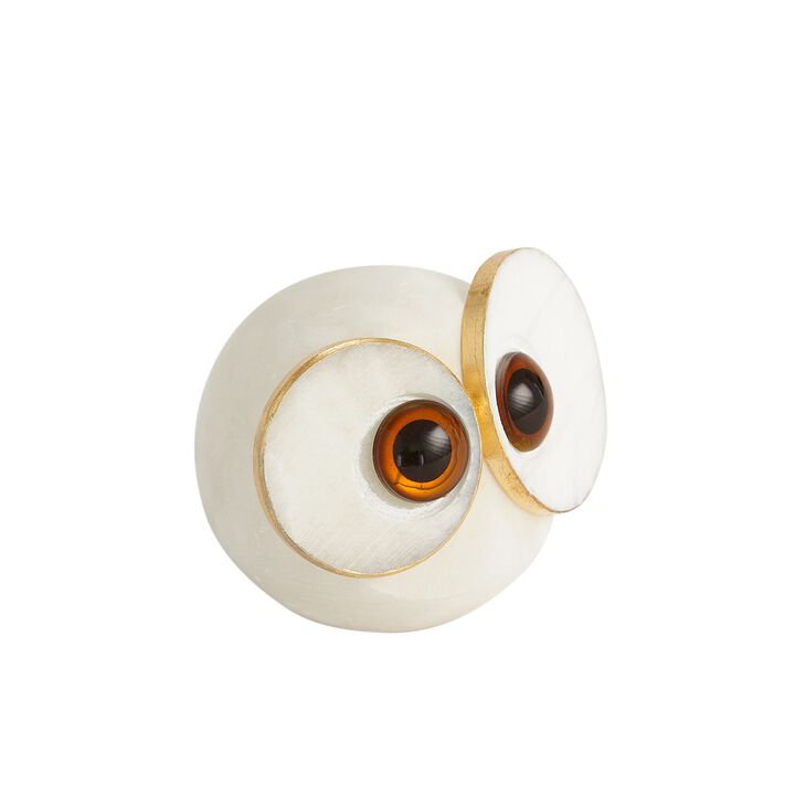 Alabaster Big Eyed Owl-Medium