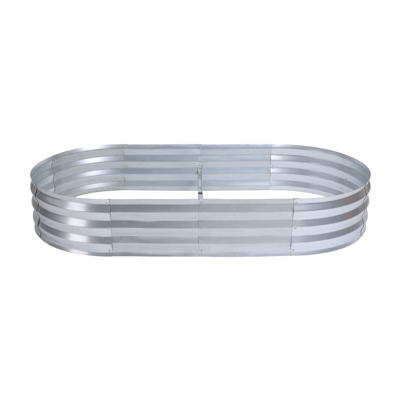 LuxenHome 6’ x 3’ Oval Raised Galvanized Steel Garden Bed Planter