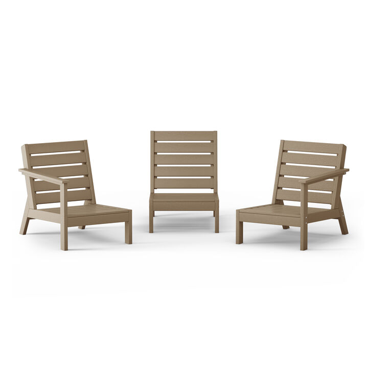 WestinTrends Outdoor Patio 3-Piece HDPE Deep Seating Sectional Sofa