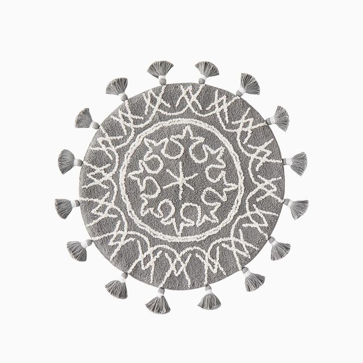 SKL Home Saturday Knight Ltd Medallia Visually Appealing 2-Tone Medallion Design Round Rug - 25x25", Gray
