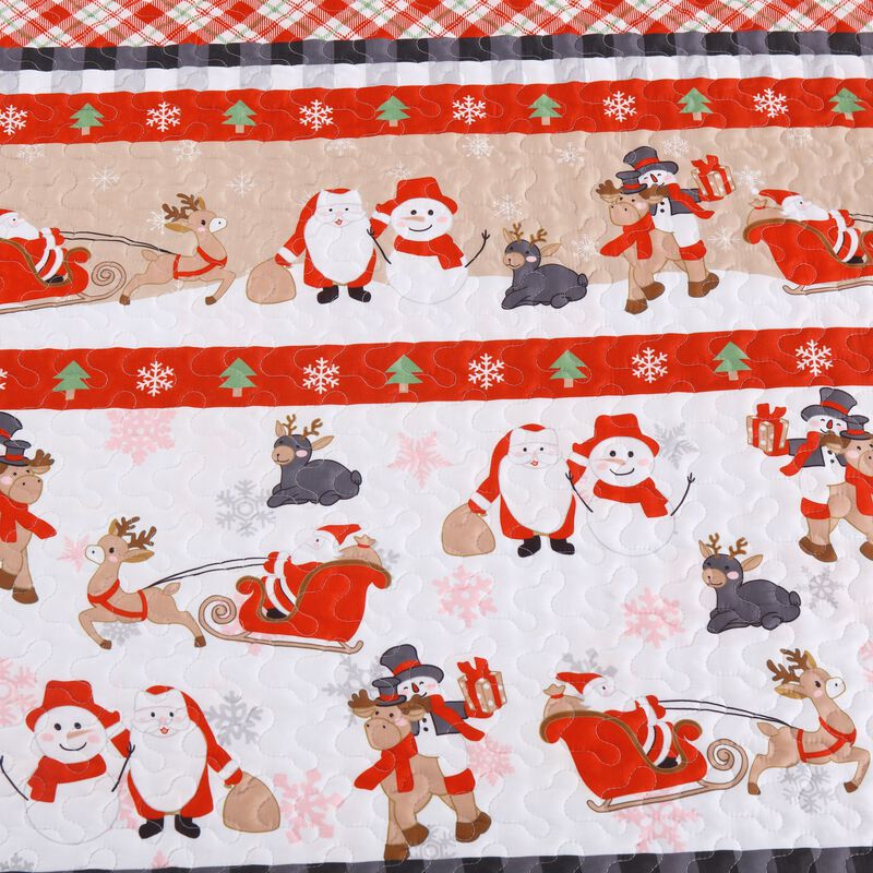 MarCielo 3 Piece Christmas Snowman Reversible Quilt Set, By013
