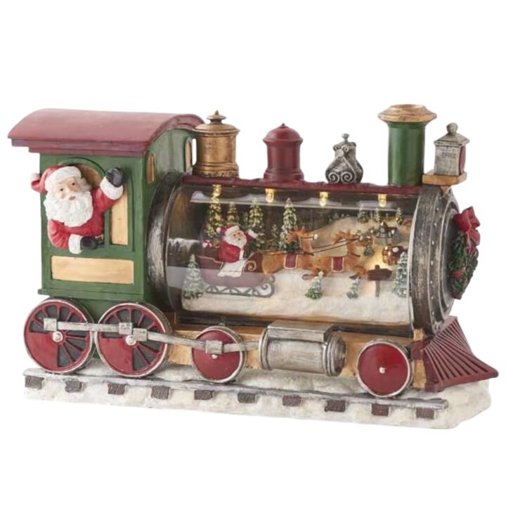 13" Santa Globe in Train with Timer