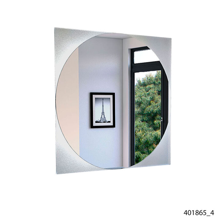 DEPOT E-SHOP Alena Mirror-Sandblasting Borders, Square Shape Looking Glass, Clear