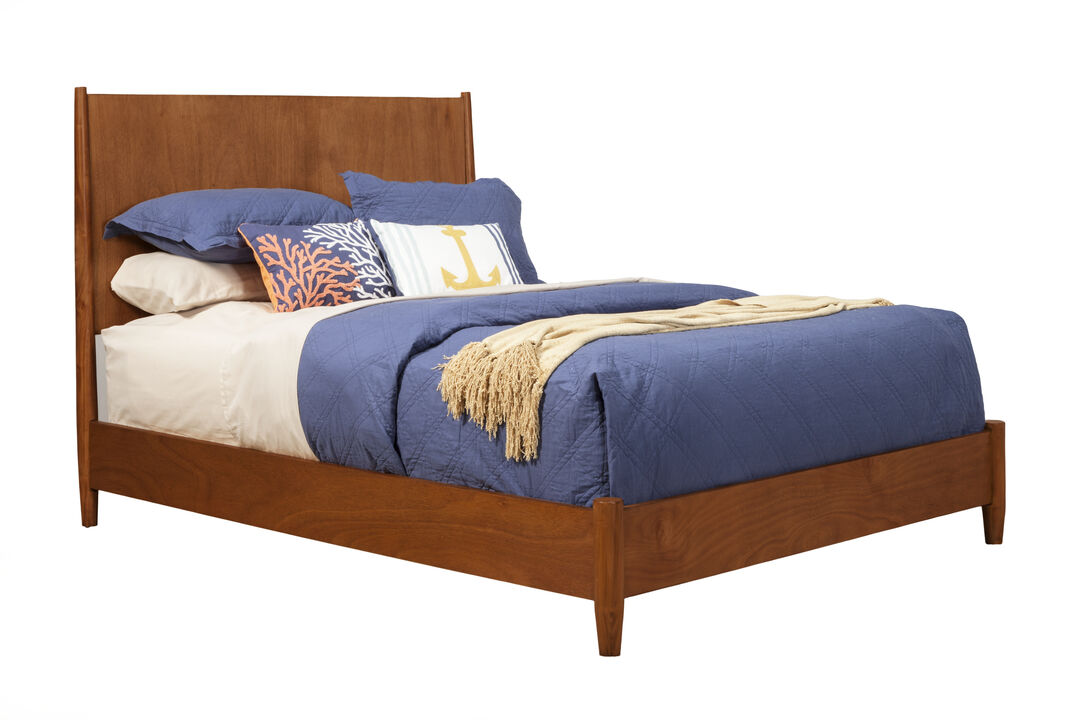 Flynn Mid Century Modern California King Panel Bed, Acorn