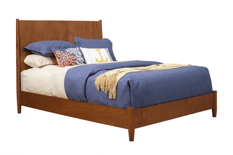 Flynn Mid Century Modern California King Panel Bed, Acorn