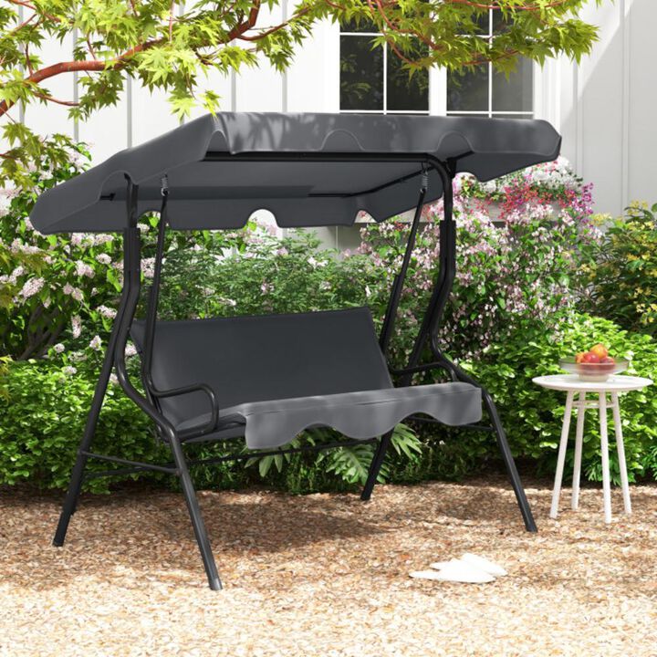 Hivvago 3 Seat Outdoor Patio Canopy Swing with Cushioned Steel Frame