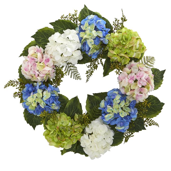 Hivvago 24" Hydrangea Wreath - Multi Hivvago 24" Hydrangea Wreath - Multi