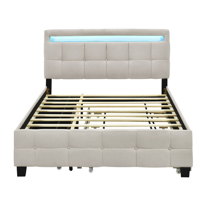 Merax Upholstered Platform Bed with LED Frame