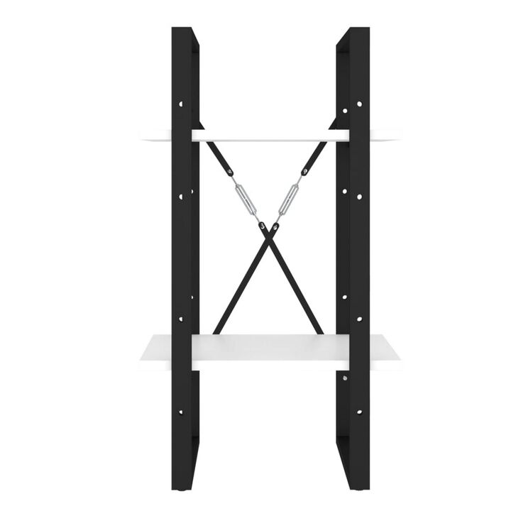 Zoe Standing Bookshelf, 28 Inch Tall, 2 Shelves, Black and White - Benzara