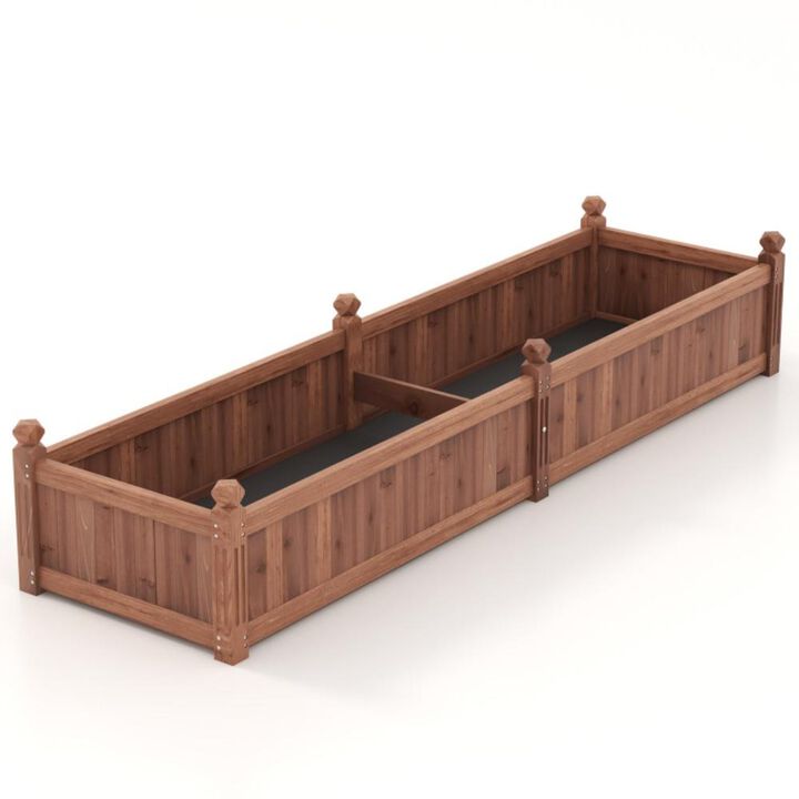 Hivvago 91 x 24 x 16 Inch Divisible Planter Box with Corner Drainage and Non-woven Liner for Growing Vegetables