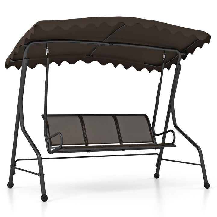 3-Seat Outdoor Porch Canopy Swing with Adjustable Shade – Comfortable Patio Swing Chair