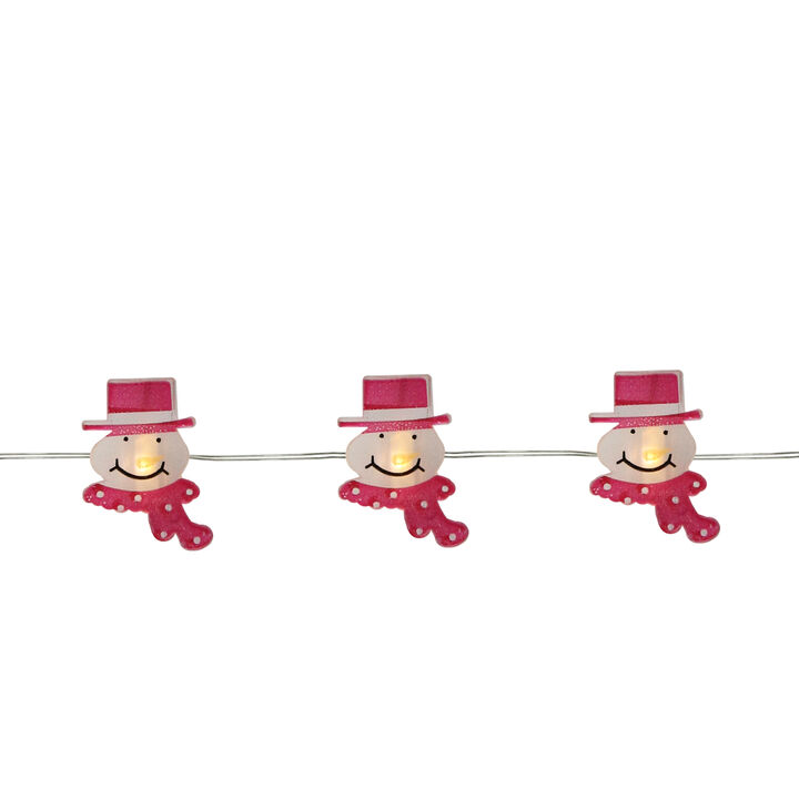 20 Battery Operated White Snowman LED Christmas Lights - 6 ft Silver Wire