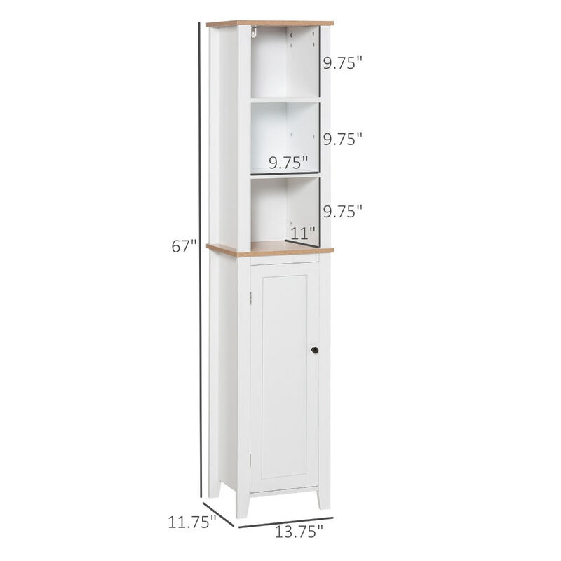 White Bathroom Organizer: Tall 3-Tier Linen Tower Cabinet