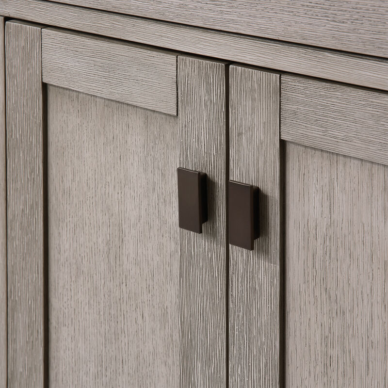 Chestnut 60 In. Double Sink Carrara White Marble Countertop Bath Vanity In Grey Oak with Oil Rubbed Bronze Hardware