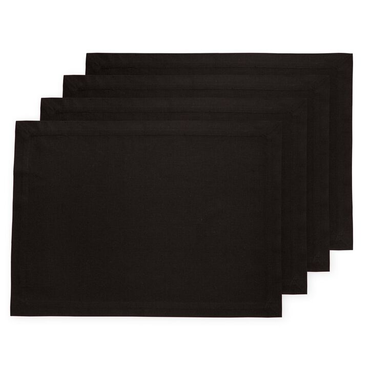 Solino Home Cotton Linen 14 x 19 Inch Placemats Set of 4 | Dru - Cotton Linen Plain