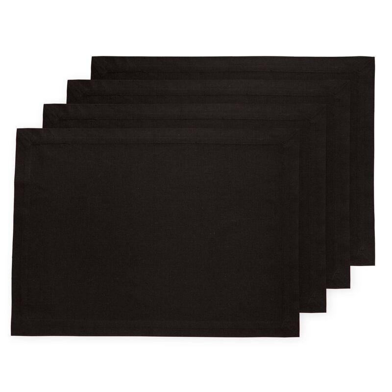 Solino Home Cotton Linen 14 x 19 Inch Placemats Set of 4 | Dru - Cotton Linen Plain