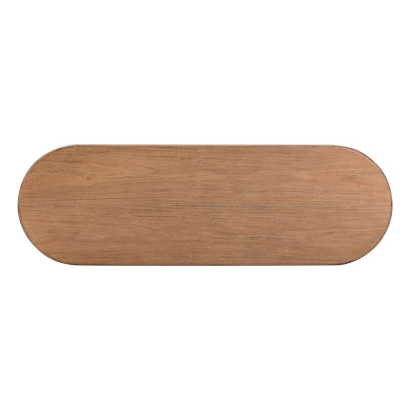 Samantha Cognac Acacia Bench with Boucle Seat