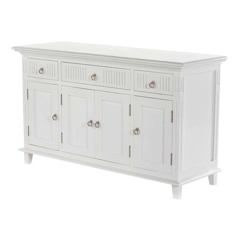 Belen Kox Classic White Buffet Sideboard with 4 Doors and 3 Drawers, Belen Kox