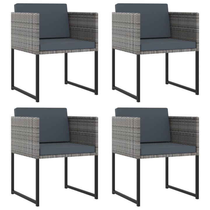 vidaXL 9 Piece Garden Dining Set with Cushions Poly Rattan Gray