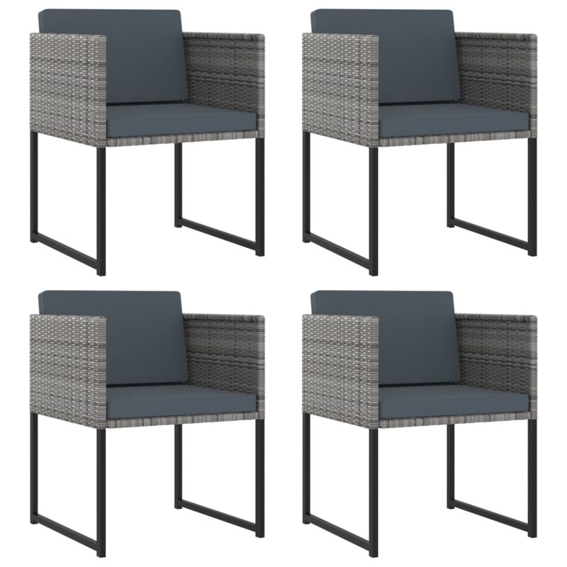 vidaXL 9 Piece Garden Dining Set with Cushions Poly Rattan Gray