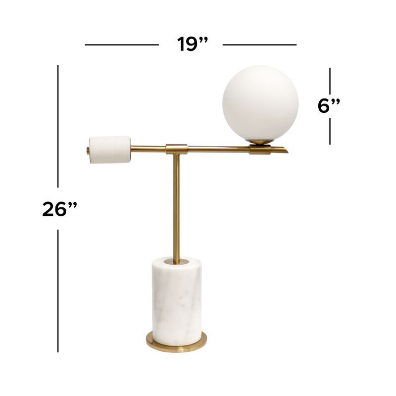 Pasargad Home Bianca Metal & Marble Table Lamp, H26"