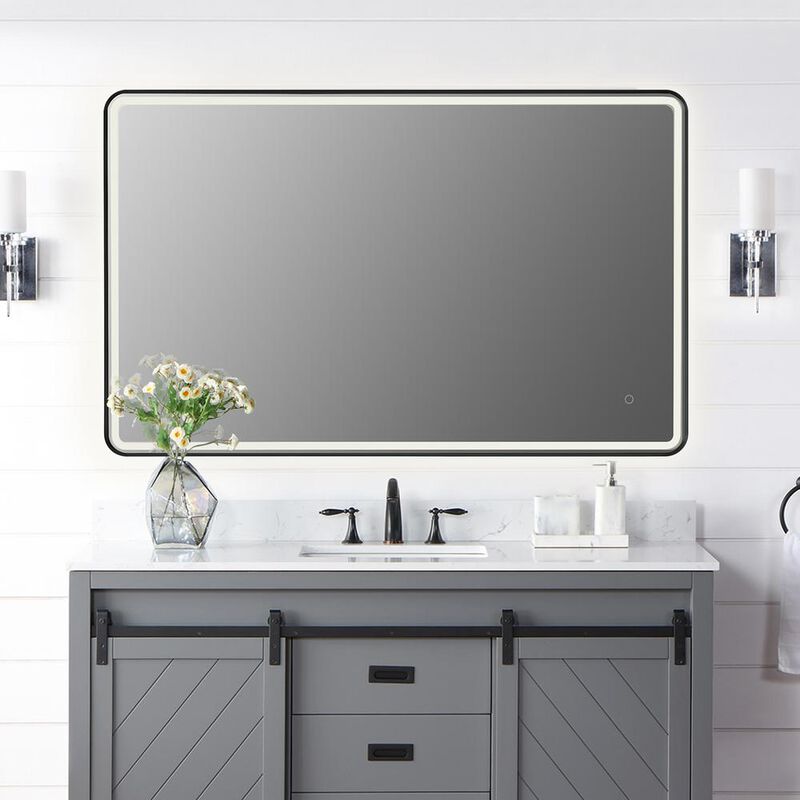 Altair Framed in Matt Black Modern Bathroom/Vanity LED Lighted Wall Mirror