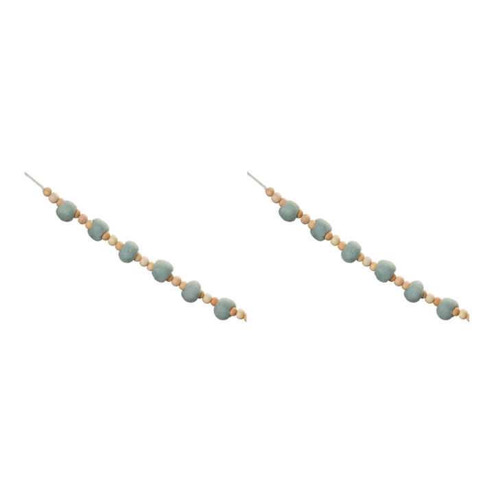 Rustic Wood Bead Garland Set of 2 for Mantels and Wall Displays