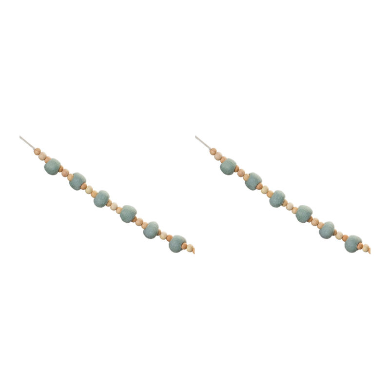 Rustic Wood Bead Garland Set of 2 for Mantels and Wall Displays