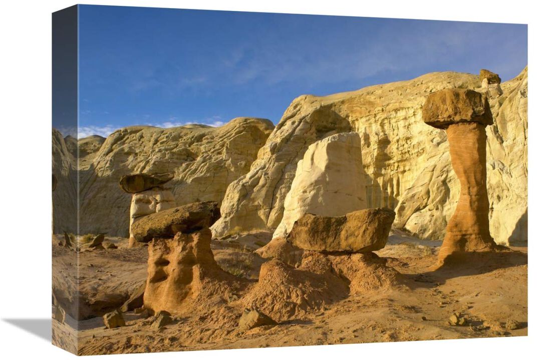 Toadstool Caprocks, Grand Staircase, Escalante National Monument, Utah-Canvas Art-16x12